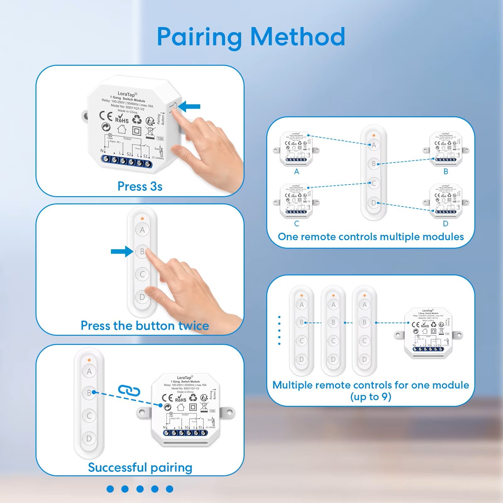 Drahtlose Schaltmodul mit Fernbedienung für Lichtsteuerung – Bild 9
