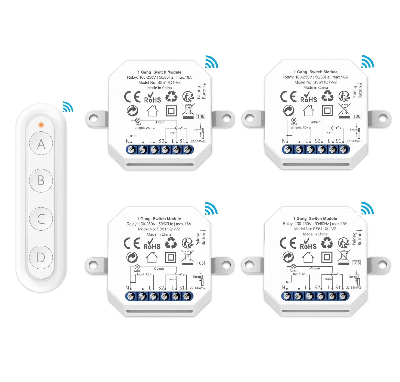 Drahtlose Schaltmodul mit Fernbedienung für Lichtsteuerung – Bild 2
