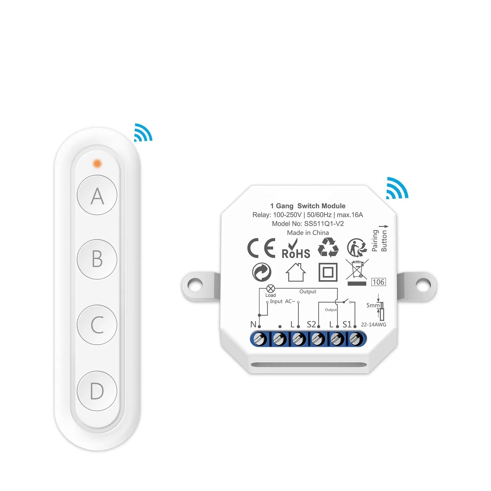 Drahtlose Schaltmodul mit Fernbedienung für Lichtsteuerung