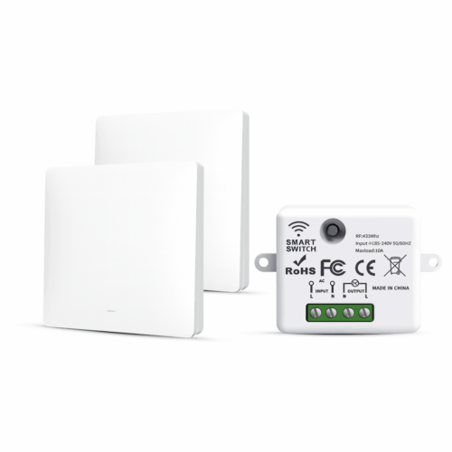 Drahtloser Lichtschalter Set – 2 Kinetische Schalter & 1 Empfänger