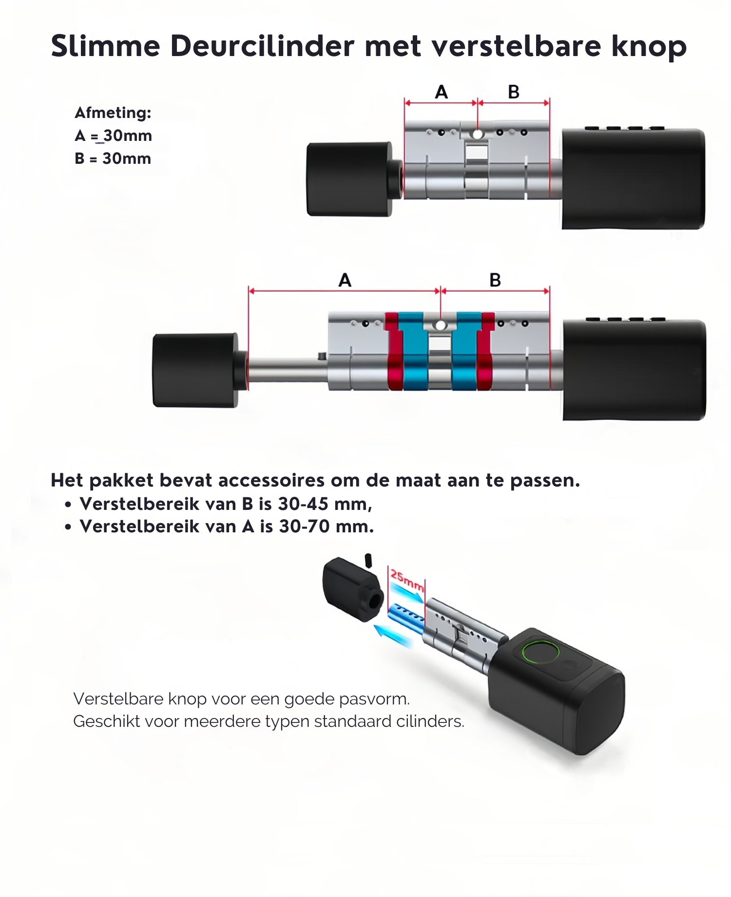 Smart Lock Türschloss Zylinder – Fingerabdruck, Pincode & Tuya App – Bild 6