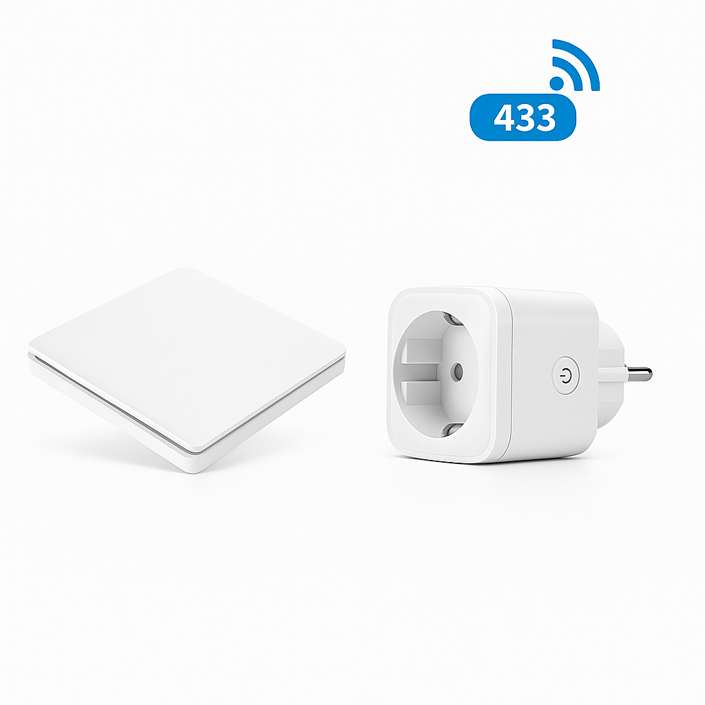 Drahtlose Steckdose mit Wandschalter | 30 m Reichweite
