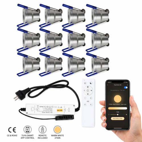 Veranda Einbaustrahler Set 12 Stück – Smart LED mit App & Fernbedienung